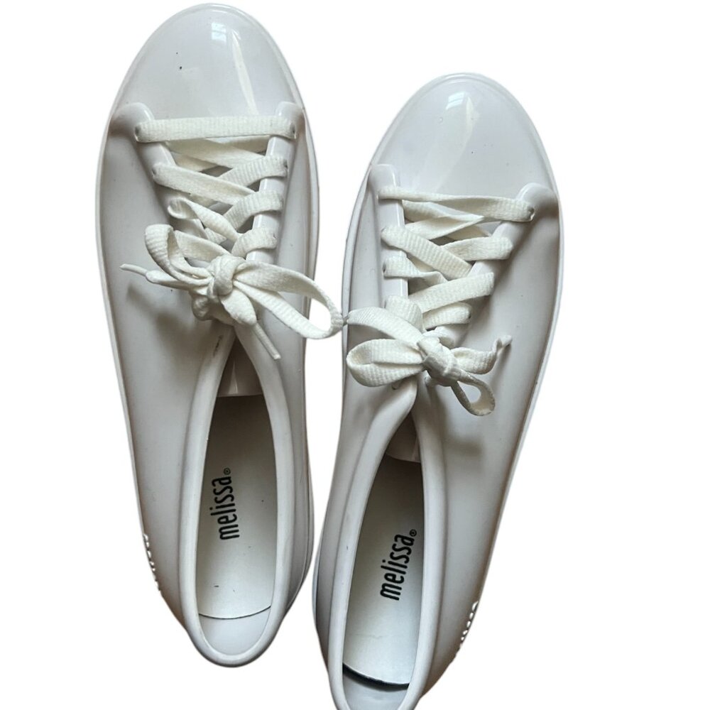 Melissa Womens White Sneakers Jelly Lace Up Size 8
